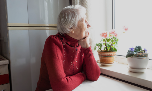 Person looking out window